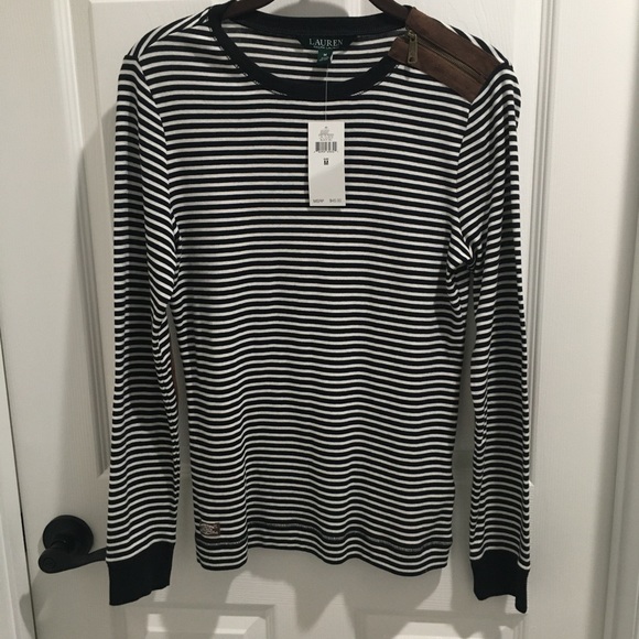 NEW Lauren Ralph Lauren Long Sleeve Tee Sz M - Picture 2 of 11